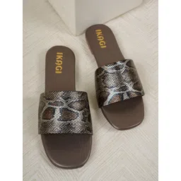 IKAGI Women Snake-Print Open Toe Flats-picture-15