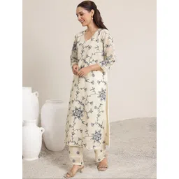 IkDaiya Women Floral Printed Regular Pure Cotton Kurta with Trousers & With Dupatta-picture-14