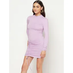iki chic Purple Solid Bodycon Mini Dress image 4