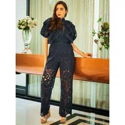 iki chic Schiffli Lace Basic Jumpsuit With Ruffle Detailing-picture-12