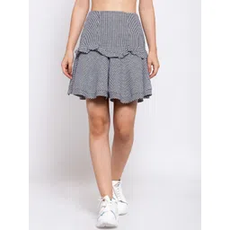 iki chic Women Black & White Printed Flared Mini Skirt-picture-16