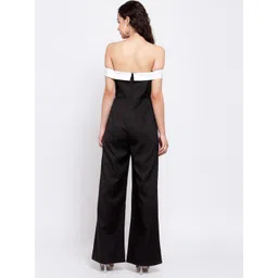 iki chic Women Black & White Solid Basic Jumpsuit image 2