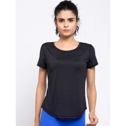 iki chic Women Black Solid Round Neck T-shirt-picture-15