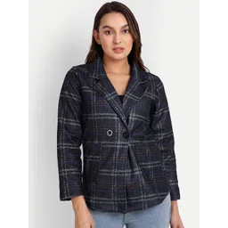 iki chic Women Cotton Checked Lightweight Tailored Jacket-picture-20