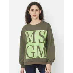 iki chic Women Olive Green & Green Typography Printed Pure Cotton Sweatshirt-picture-35