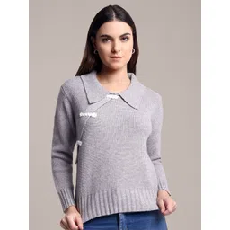 iki chic Women Ribbed Woollen Pullover-picture-39