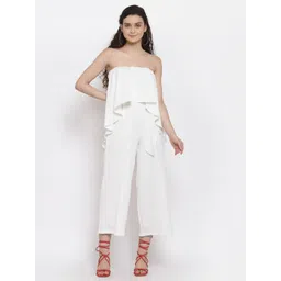 iki chic Women White Off-Shoulder Culotte Jumpsuit with Ruffles-picture-19