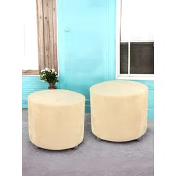 Ikiriya 2-Pcs Beige Velvet Round Ottomans-picture-29