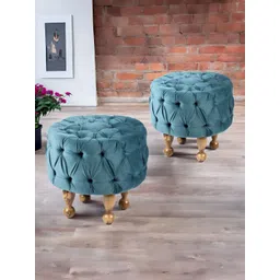 Ikiriya 2-Pcs Blue & Brown Cylindrical Ottoman-picture-38