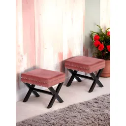 Ikiriya 2-Pcs Pink Velvet Square Ottomans-picture-25