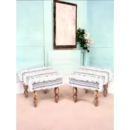 Ikiriya 2-Pcs White & Grey Wooden Anti-Skid Stool-picture-13