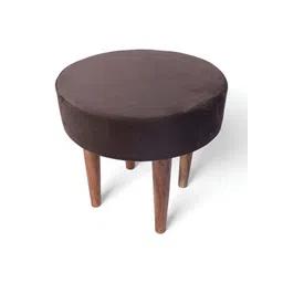 Ikiriya 2Pcs Brown Wooden & Velvet Stool image 3
