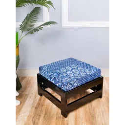 Ikiriya Amber Printed Dark Brown & Blue Wood Stool-picture-17