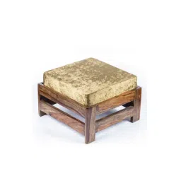 Ikiriya Amber Solid Brown & Green Wood Foot Stool Teak Finish-picture-30