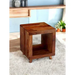 Ikiriya Berlin Beige Sheesham Wood Contemporary Corner Tables in Natural Teak Finish-picture-24
