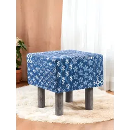 Ikiriya Blue & Brown Embroidered Square Ottoman-picture-35