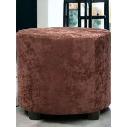 Ikiriya Brown Lisbon Wooden Cylindrical Pouffe Ottoman image 1