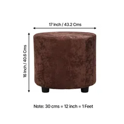 Ikiriya Brown Lisbon Wooden Cylindrical Pouffe Ottoman image 2