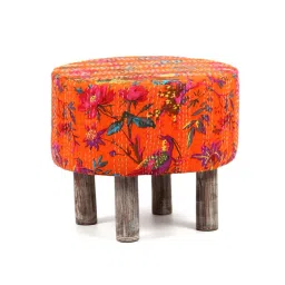 Ikiriya Collio Printed Orange Wood Ottoman-picture-16