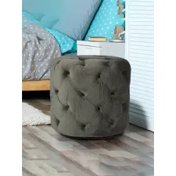 Ikiriya Dallas Solid Brown Wood Ottoman Grey Velvet Finish-picture-46