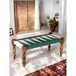 Ikiriya Green & White Wood Vintage 2 Seater Maachi Bench-picture-43