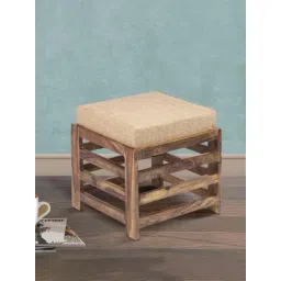 Ikiriya Houston Solid Beige Sheesham Wood Stool Teak Finish-picture-24