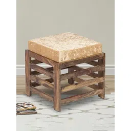 Ikiriya Houston Solid Brown & Beige Sheesham Wood Stool Teak Finish-picture-40