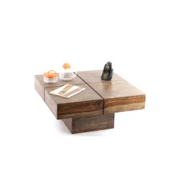 Ikiriya Montreal Brown Wood Coffee Table for Living Room Teak Finish-image-6