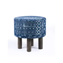 Ikiriya Morgan Printed Blue Wood Ottoman-picture-10
