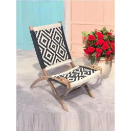 Ikiriya NatWest White & Black Sheesham Wood Vintage Relaxing Lounge Chair-picture-16