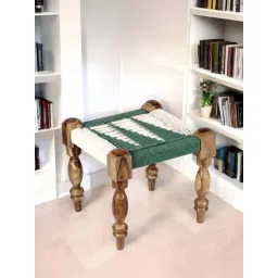 Ikiriya Riaza Green & White Sheesham Wood Vintage Stool-picture-44