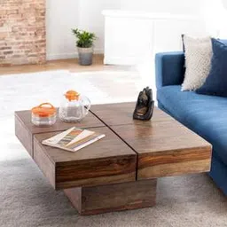 Montreal Square Solid Wood Coffee Table in Teak Finish-image-9