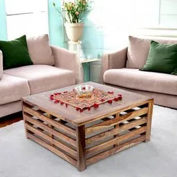 Montreal Square Solid Wood Coffee Table in Teak Finish-image-4