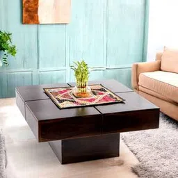 Montreal Square Solid Wood Coffee Table in Walnut Finish-image-2