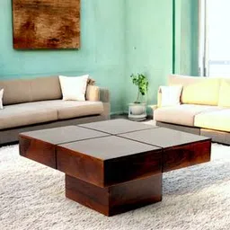 Montreal Square Solid Wood Coffee Table in Walnut Finish-image-3