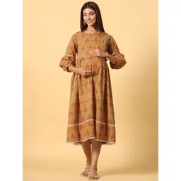 Ikk Kudi by Seerat Ethnic Motifs Printed Maternity Pure Cotton Fit & Flare dress-picture-39