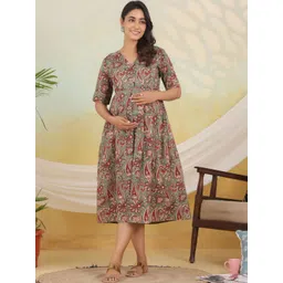 Ikk Kudi by Seerat Paisley Print Maternity Fit & Flare Midi Dress image 1