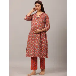 Ikk Kudi by Seerat Women Ethnic Motif Printed Pure Cotton Night suit image 5