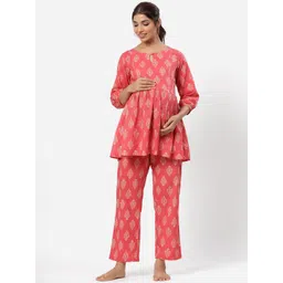Ikk Kudi by Seerat Women Ethnic Motifs Printed Maternity Pure Cotton Night suit-picture-33