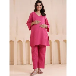 Ikk Kudi by Seerat Women Pleated Pure Cotton Kurta with Trousers-picture-37