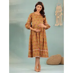 Ikk Kudi by Seerat Women Printed Fit & Flare Cotton Midi Dress-picture-37