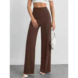 IKKIS Women Relaxed Straight Leg Straight Fit High-Rise Wrinkle Free Trousers-picture-25