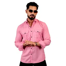 IKON FASHION Men Original Fit Solid Spread Collar Cotton Casual Shirt-picture-14