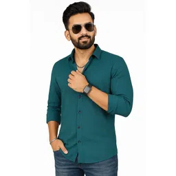 IKON FASHION Men Textured Spread Collar Casual Shirt-picture-13