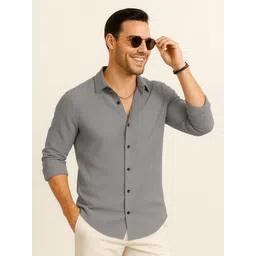 IKON FASHION Textured Spread Collar Long Sleeves Original Casual Shirt-picture-14