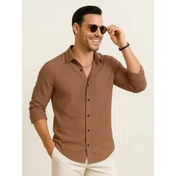 IKON FASHION Textured Spread Collar Long Sleeves Original Casual Shirt image 1