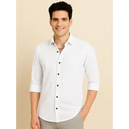 IKON FASHION Textured Spread Collar Slim Fit Shirt-picture-31