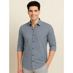 IKON FASHION Textured Spread Collar Slim Fit Shirt-picture-37