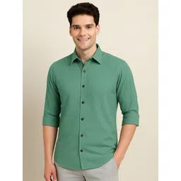 IKON FASHION Textured Spread Collar Slim Fit Shirt-picture-32