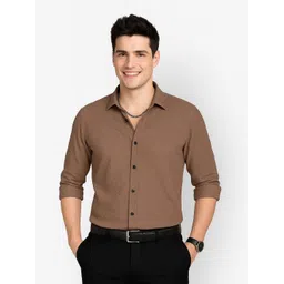 IKON FASHION Textured Spread Collar Slim Fit Shirt-picture-16